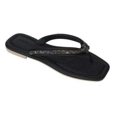 Imagem de Rasteirinha Rasteira Feminina Confortável Strass Elegante moda bloguei