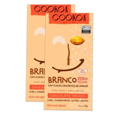 Imagem de Kit 2X: Chocolate Branco Crocante Zero Açúcar Vegano Cookoa 75g