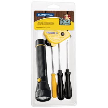 Imagem de Kit de Ferramentas Tramontina com Lanterna Chaves de Fenda e Trena 5 Peças