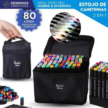 Imagem de Canetas Marcadoras Ponta Dupla Touch 120 Cores com Estojo Profissional