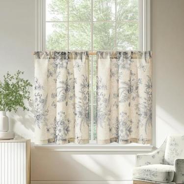 Imagem de Conjunto de 2 painéis de cortinas de janela jinchan Rustic Floral de 2