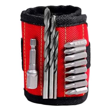 Imagem de Pulseira Magnetica Ima Segura Prego Parafuso Agulha Broca Pino Bracelete Ferramenta Eletricista Obra Construçao