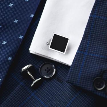 Imagem de Abotoaduras para homens, abotoaduras para homem, camisa de smoking, acessórios de negócios, casamento para pai, marido, namorado, 7.5 centimeters, Liga de aço, dentina