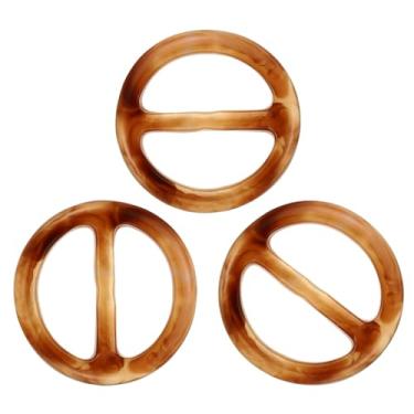 Imagem de Generic 8 peças de 3,5 cm fivela circular de resina clipe de anel para mulher cachecol de seda, camiseta solta, decoração, marrom claro
