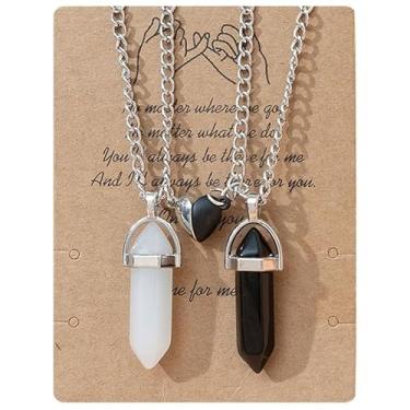 Imagem de Colar para 2 pingentes de cristal para melhor amigo, colar combinando com pingente de amizade, presente para casais, One Size, Metal, Sem Pedra Preciosa