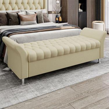 Imagem de Recamier Puff Estofado King 195 Cm ágata Linho Creme