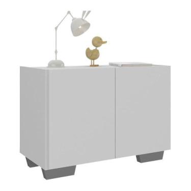 Imagem de Mesa De Cabeceira Com Pés 2 Portas Multimóveis Mp4134 Branca/cinza Bra