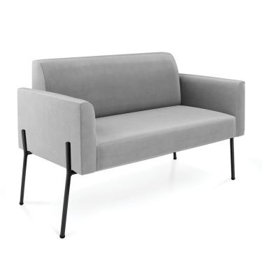 Imagem de Sofá Namoradeira 2 Lugares Pé De Ferro Preto Marisa Suede D03 - D'rossi Cor Cinza