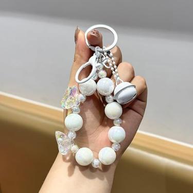 Imagem de Cordão de telefone vibrante com laço pequeno sino colorido chapeamento colorido alça de celular alça de pulso de mão chaveiro (pl-1940)