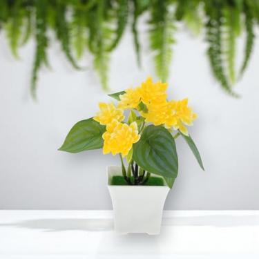 Imagem de Generic 1 plantador de plantas artificiais mini lótus artificial de plástico amarelo 7,5 x 7,5 x 17 cm