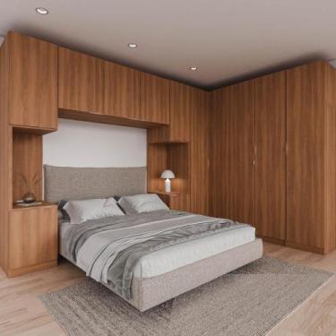 Imagem de Guarda Roupa Modulado Canto 12 Portas 6 Peças 2 Mesas de Cabeceira Her