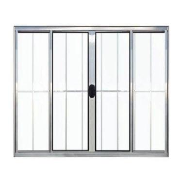 Imagem de Janela 4 Folhas com Grade Alumínio Brilhante, Branco ou Preto Linha 18