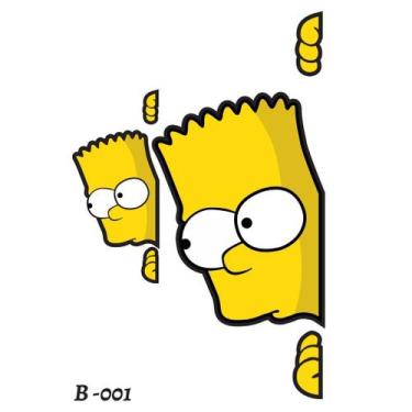 Imagem de Cartela De Adesivos Personalizados 02 Adesivo Bart SImpson B-001 Janel