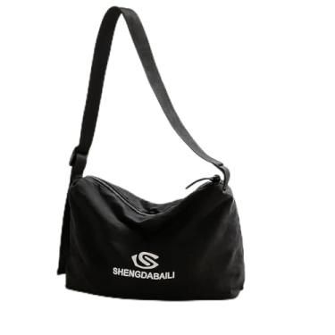 Imagem de Bolsa transversal de nylon de grande capacidade – Bolsa de ombro quadrada leve para estilo casual ao ar livre, Preto, M