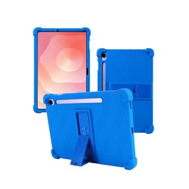 Imagem de Capa para tablet Samsung Galaxy Tab S11 de 11 polegadas, capa protetora de borracha leve à prova de choque, capa protetora de silicone macio ajustável para crianças, azul