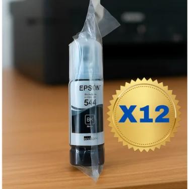 Imagem de Kit 12 Refil Tinta Para T544 L3110 L3250 L3150 Preto sem caixa apenas no vácuo