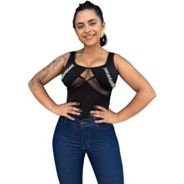 Imagem de Body Bori Feminino Alcinha Pedraria Perola Decotado Brilho-Feminino