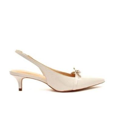 Imagem de Slingback em Couro Verniz Glossy Baunilha / Off White Cecconello-Feminino