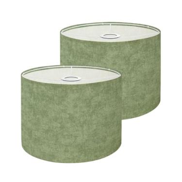 Imagem de Conjunto de 2 abajures verde sálvia com textura verde sálvia para impressão por sublimação, 12 abajures para candeeiros de mesa, candeeiros de chão, abajur, abajur, substituição