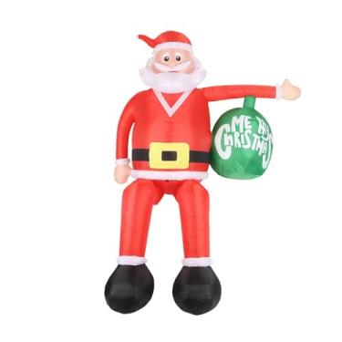 Imagem de Vaveren Decoração de Natal Inflável: Papai Noel Sentado com Luzes LED Embutidas, 2,4 m de Altura, para Jardim, Praça ou Área Externa.