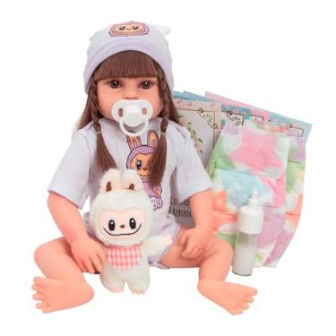 Imagem de Bebê Reborn De Silicone Menina Cabelo Longo + Acessórios
