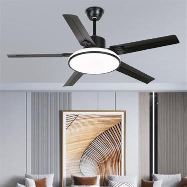 Imagem de Ventilador de teto moderno nórdico com controle remoto, luminária elétrica de luxo para sala de estar, restaurante, quarto, escritório, hotel e villa, com LED (Estilo 35, 1 unidade)