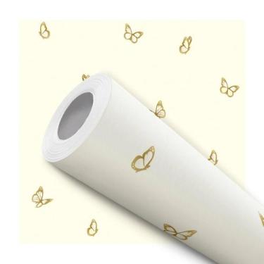 Imagem de Papel De Parede Vinílico Amarelo Borboletas Quarto 1m - DELIQUADROS