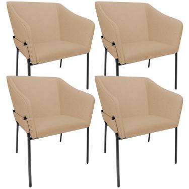 Imagem de Kit 4 Cadeiras Para Sala De Jantar Estar Living Olívia L02 Linho Bege Escuro - Lyam Decor