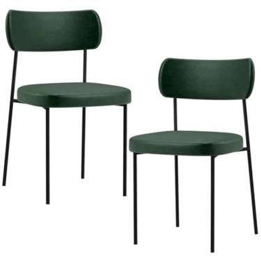 Imagem de Kit 02 Cadeiras Estofadas Melissa Sala de Jantar Cozinha Espaço Gourmet (Verde Musgo)