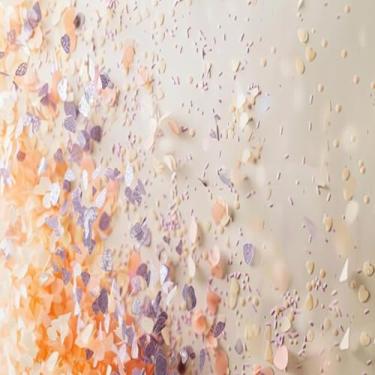 Imagem de Quadro Decorativo Ivory Wallpaper Com Estampa Confetti Pêssego e Lavanda - Arte Moderna para Parede 30x30cm