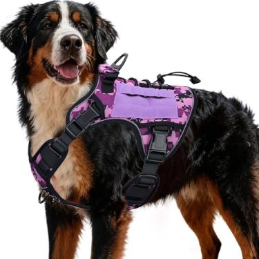 Imagem de Peitoral tático resistente para cães grandes, colete refletivo ajustável sem puxão com sistema Molle, controle de nível militar K9 para treinamento de serviço, atividades ao ar livre e mais de 10