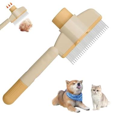 Imagem de Pente de remoção de pelos de animais de estimação autolimpante 2025 e pente de pulgas para gatos e cães, escova de cuidados de aço inoxidável com botão de liberação, ferramenta de remoção de queda