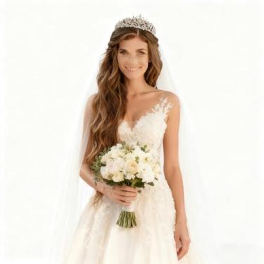 Imagem de Coroa de ouro para mulheres, tiara de princesa de strass para noiva, casamento, aniversário, concurso ou acessórios de cabelo de formatura