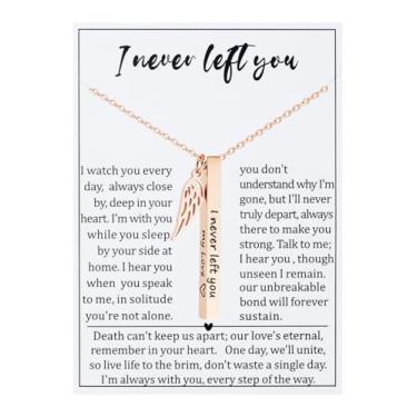 Imagem de JINGMARUO Presentes de simpatia Colar com asas de anjo I Never Left You Memorial Bereavement Keepsake for Loss of Loved One, standard, Metal, Sem Pedra Preciosa