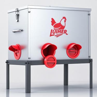 Imagem de Alimentador de frango – 18 kg, 6 portas, grande capacidade, metal galvanizado, alimentador de aves, com pernas e tampas – reduz a frequência de recarga – equipamento de alimentação de frango sem