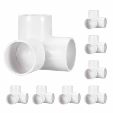 Imagem de Kozelo Pacote com 8 encaixes de tubulação de cotovelo de PVC SCH40 de 3 vias, encaixe em T de saída lateral de canto de cotovelo de PVC de 3 vias, conectores de tubo de grau de móveis para projeto DIY