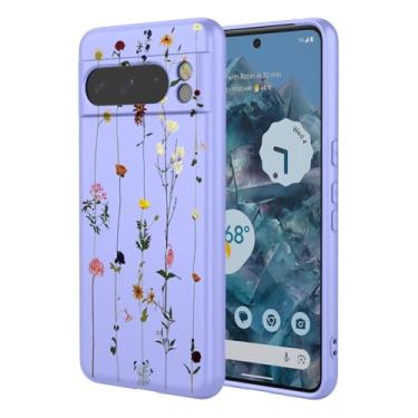 Imagem de OEURVQO Capa artística para Google 8 Pro, capa de silicone líquido de toque macio com forro fofo, compatível com carregamento sem fio, capa protetora para Google Pixel 8 Pro, roxo elegante