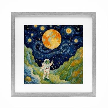 Imagem de Stupell Industries Impressionista Astronauta no Espaço Impressão Emoldurada Cinza sob Vidro, design por Angie Hawke, 13 x 13