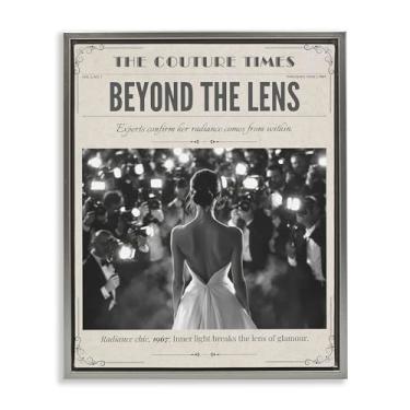 Imagem de Stupell Industries The Couture Times Magazine arte de parede em tela flutuante marrom emoldurada, design por A Barefoot Stylist, 78 x 63 cm