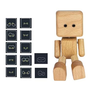 Imagem de KiBcsLic Acessório de madeira em formato de boneco que se mexe para painel de carro, versátil, leve e criativo, ideal para decoração de mesa, caminhão, Marrom Claro