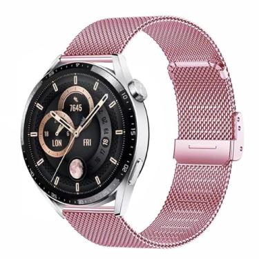 Imagem de Pulseira de substituição compatível com Samsung Galaxy Watch 3 de 45 mm/Gear S3 Frontie/S3 Classic/Galaxy Watch de 46 mm, pulseira de metal de aço inoxidável de liberação rápida de 22 mm, rosa