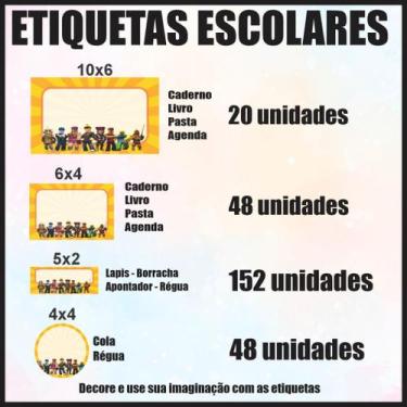 Imagem de Etiqueta Adesiva Escolar em Vinil Tema Personagem Diversos - Dekal Dec