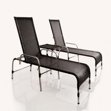 Imagem de Espreguiçadeiras E Mesa Em Alumínio E Fibra Sintética Preto