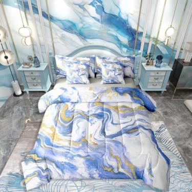 Imagem de Jogo de cama casal e edredom de mármore, clássico, simples, moderno, 7 peças, minimalista, gradiente, tie dye, decoração de casa de mármore