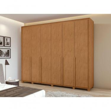 Imagem de Guarda-roupas Casal 6 Portas 6 Gavetas Com Pés 100% Mdf Amendoa Clean