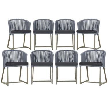 Imagem de 8 Cadeiras De Jantar área Noronha Fendi E11 Trama  Prata