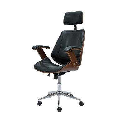 Imagem de Cadeira Office Lisboa Pu Preto Base Giratória Cromada