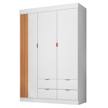 Imagem de Guarda Roupa Infantil Detalhe Ripada 3 Portas Ayla Branco - Phoenix