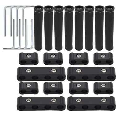 Imagem de Saihisday Divisor separador de fios de vela de ignição de motor de 12 peças, 8 peças, protetor de botas de fio de vela de ignição, capa protetora de calor, suporte de braçadeira de fio de vela de