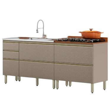 Imagem de Balcao Pia 120 Cm E Balcao 80 Cm Com Tampo Proenca Nogueira Nude Prime Demartez Nogueira Nude Prime